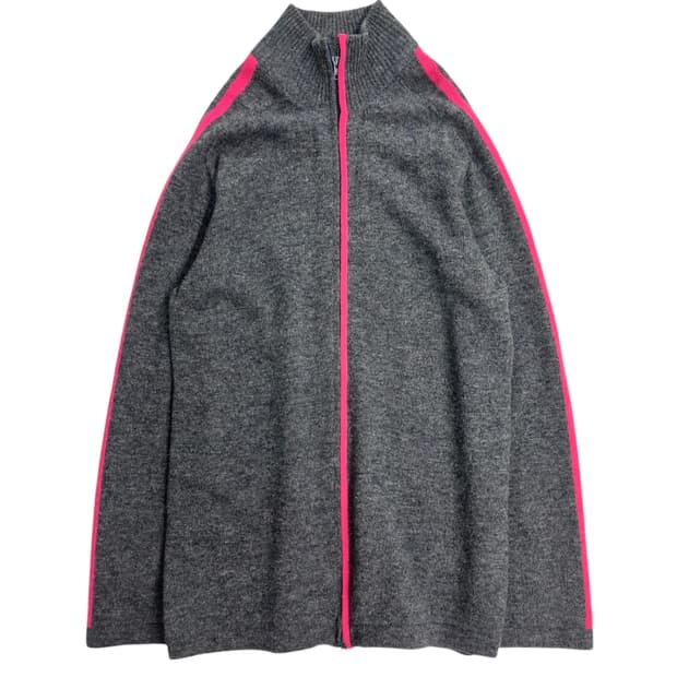 02aw 요지 뿌르옴므 핑크 라인 울 집업