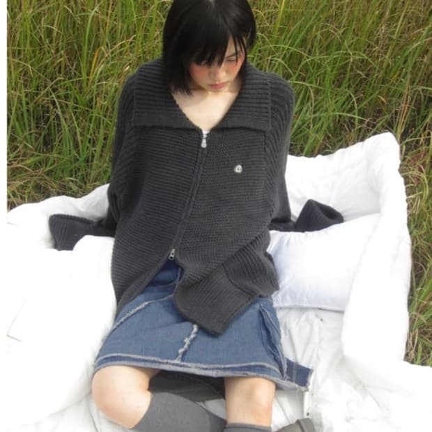 코이세이오 니트 집업 블랙