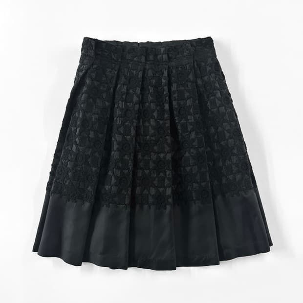 2001 AD 트리콧 꼼데 가르송 플로럴 레이스 플리츠 스커트