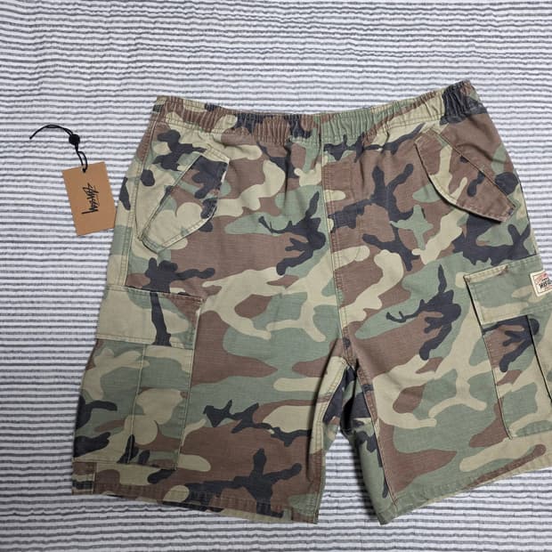 스투시 립스탑 비치 카고 쇼츠 카모 L