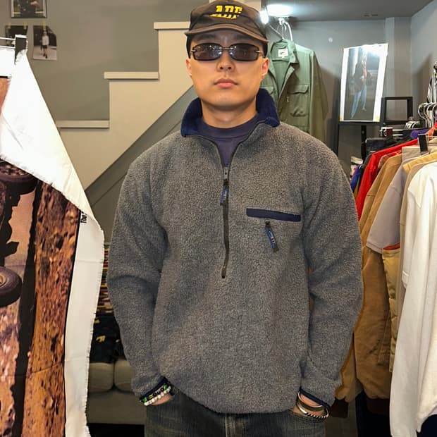 90’s LL Bean grey fleece half zip-up