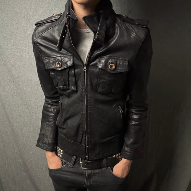 goat skin pocket leather jacket