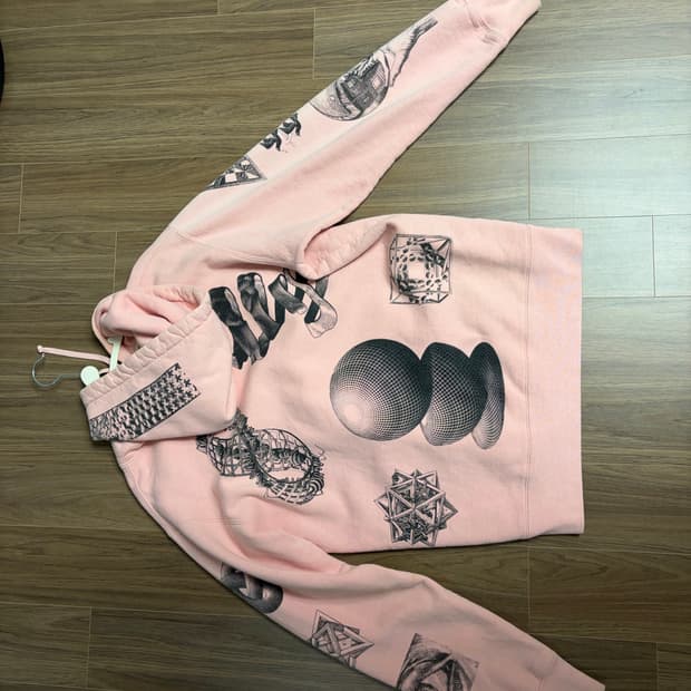 슈프림 후드티 핑크