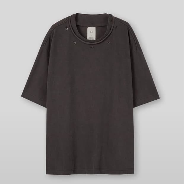 나아나나 버튼 반팔티 (퍼플브라운)