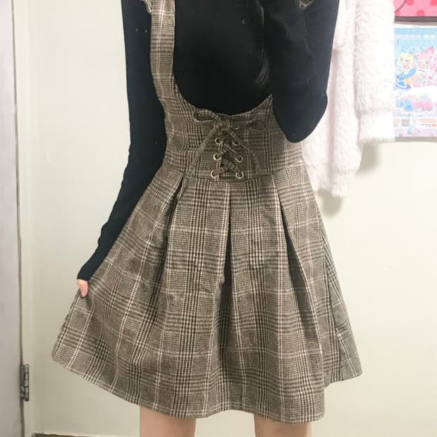 빈티지 딸기초코 핑크 브라운 체크 원피스 히메갸루 로걀 라떼 리즈리사깔