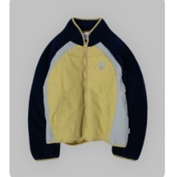 썸플레이스 하이넥 덤블 배색 크롭 플리스 패딩 집업 자켓 네이비