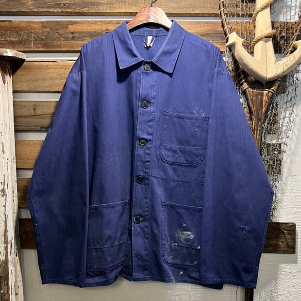 [2XL]90's 빈티지 페인팅 HBT 프렌치 워크 자켓