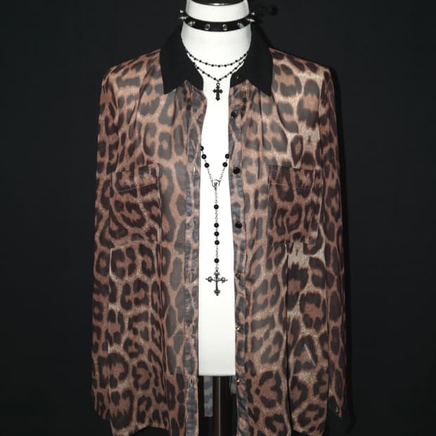 (sorridere) leopard see-through shirt 