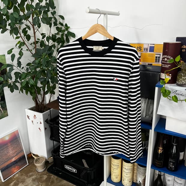 메종키츠네 스트라이프 롱슬리브 L