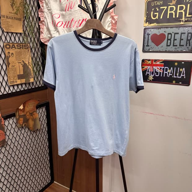 Polo, Sky Blue Color-Block T-Shirt