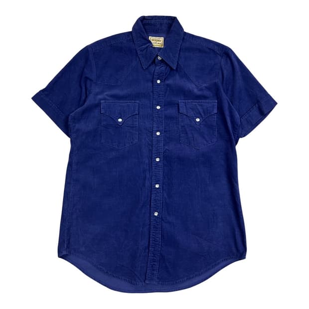 SM) 빈티지 JPN 블루 코듀로이 웨스턴 포켓 반팔 셔츠 TS-062