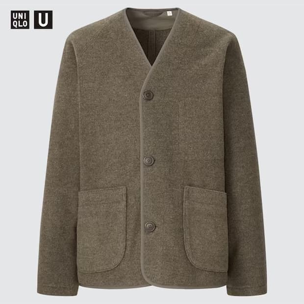 유니클로u 후리스 가디건 베이지 M