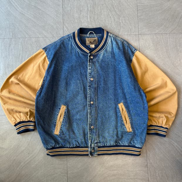 빈티지 데님 베이스볼 자켓 