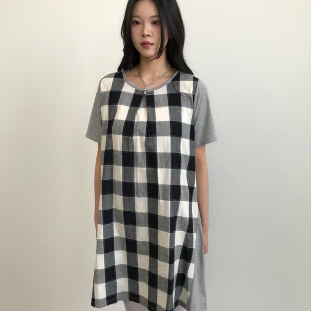 Jpn Big Check Patchwork Mini Onepeice 