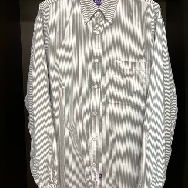 노스페이스 퍼플 라벨 스트라이프 버튼다운 필드 셔츠 아스팔트 그레이