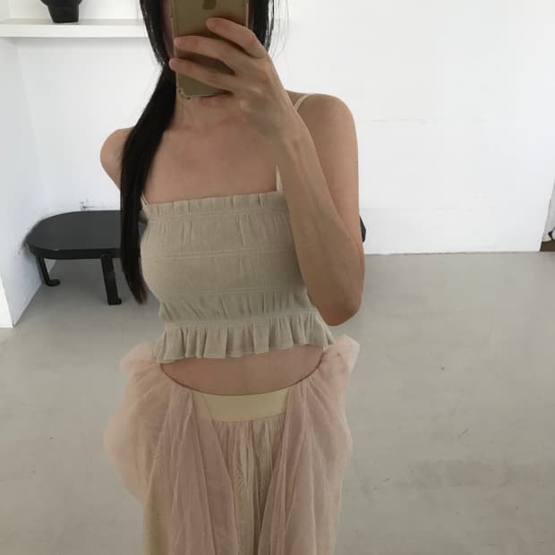 vintage beige pearl sleeveless
