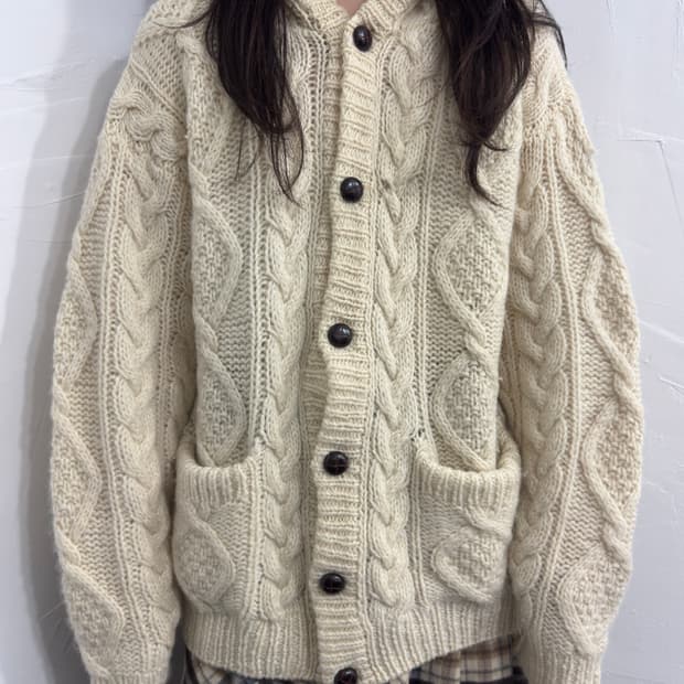 knit hood cardigan