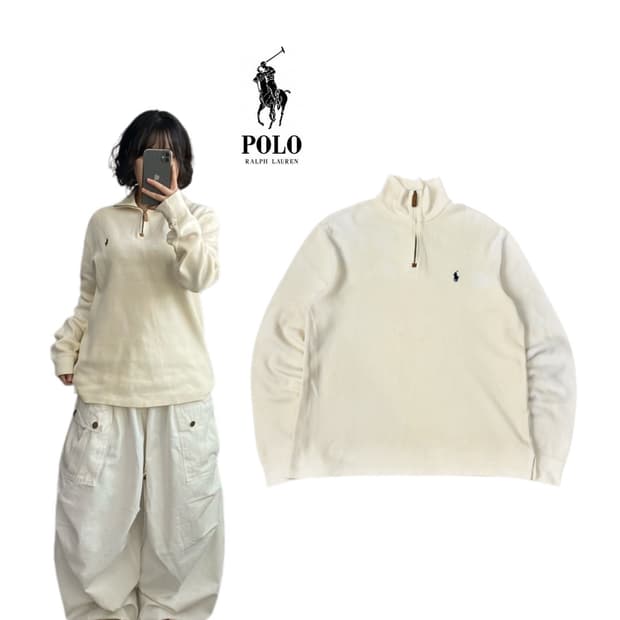 폴로 포니 아노락 코튼 반집업 니트 맨투맨