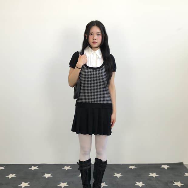 Jpn Minimal Checked Mini Onepiece