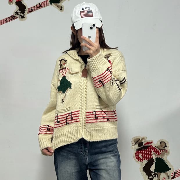 빈티지 헤비울 댄스 코위찬 가디건