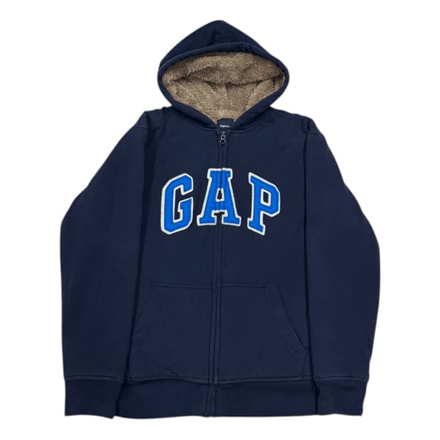 GAP 갭 스펠로고 보아털 뽀글이 후드집업 네이비