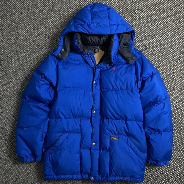 폴로 랄프로렌 포니 구스다운 푸퍼 후드 패딩 블루o 5008