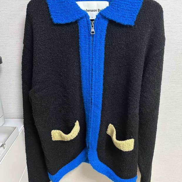 L) 앤더슨벨 칼라 집 니트 가디건