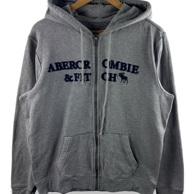 아베크롬비 그레이 네이비 로고 후드집업2413