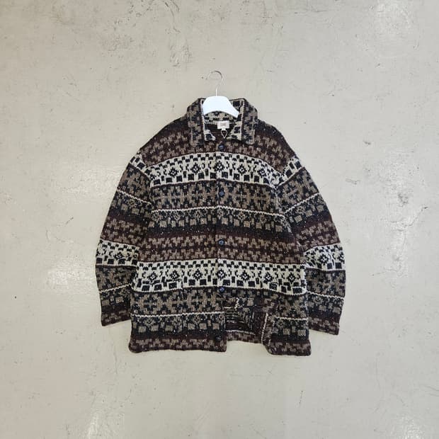 BASCO 울 니트 자켓 코위찬 스웨터 XL