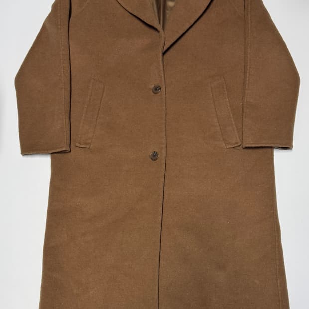 여성 플라스틱아일랜드 미니멀 브라운 울 코트