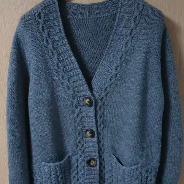 (착샷) 케이블 니트 롱 가디건