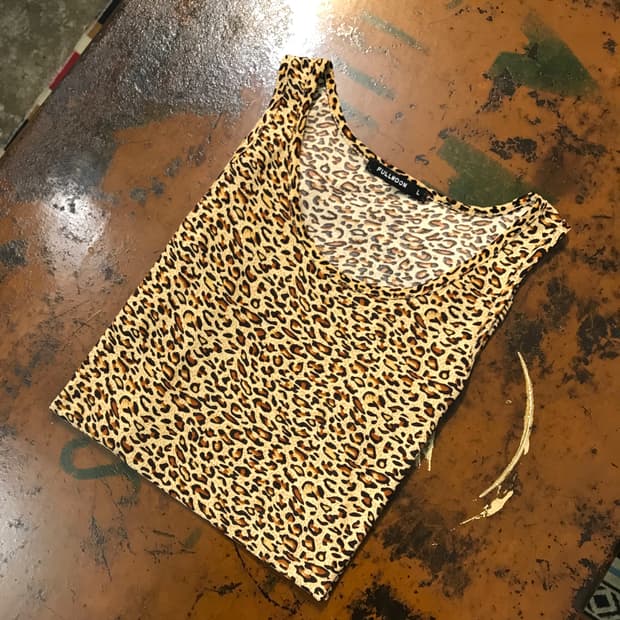Japan 빈티지 레오파드 패턴 슬리브리스 여성 55 사이즈