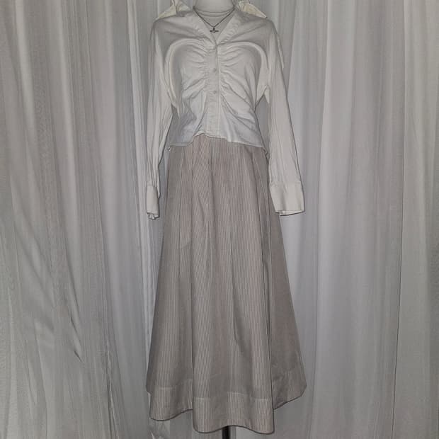 rope picnic 빈티지 보늬밤 스트라이프 버튼 롱스커트