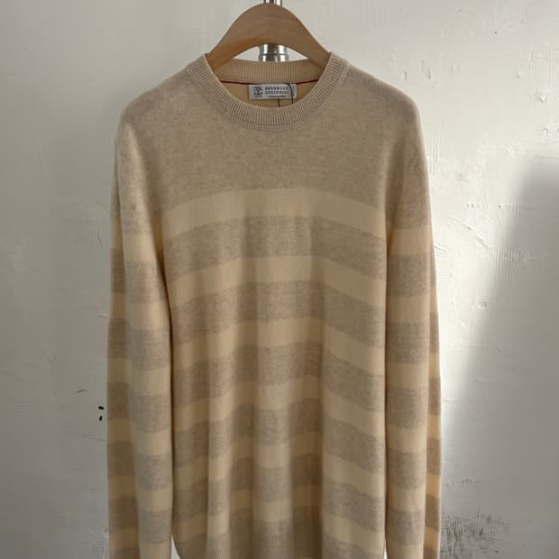 Brunello Cucinelli 브루넬로 쿠치넬리 캐시미어 단가라 니트