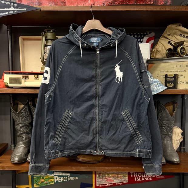 90s 폴로 랄프로렌 라이더 후드 포니로고 베이포트 스윙탑 자켓 N647