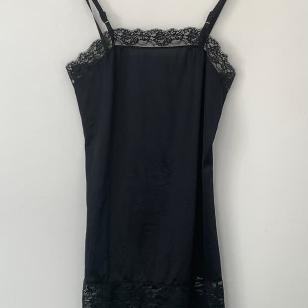 black slip dress