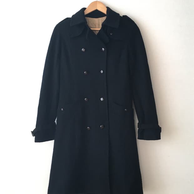 빈티지 더블 하이넥 롱코트