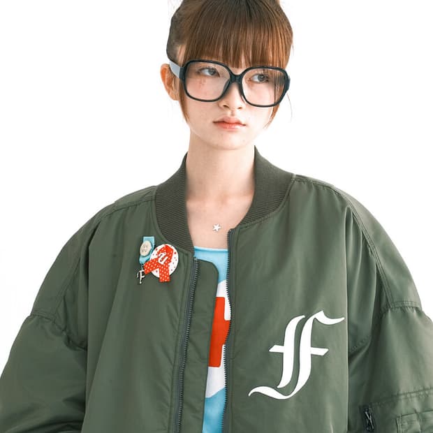 [F.E.E.S] patch bomber padded jacket (kh