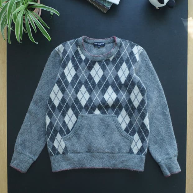 꼼데가르송 체크 니트