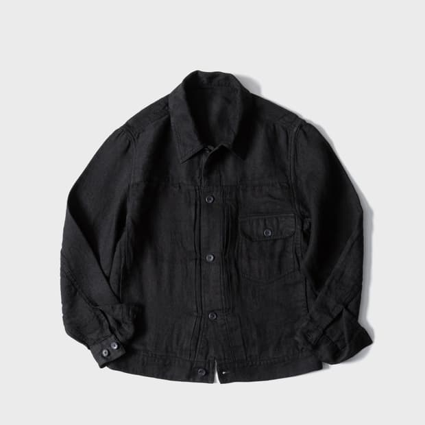 퍼스트플로어 린넨 트러커 자켓 블랙