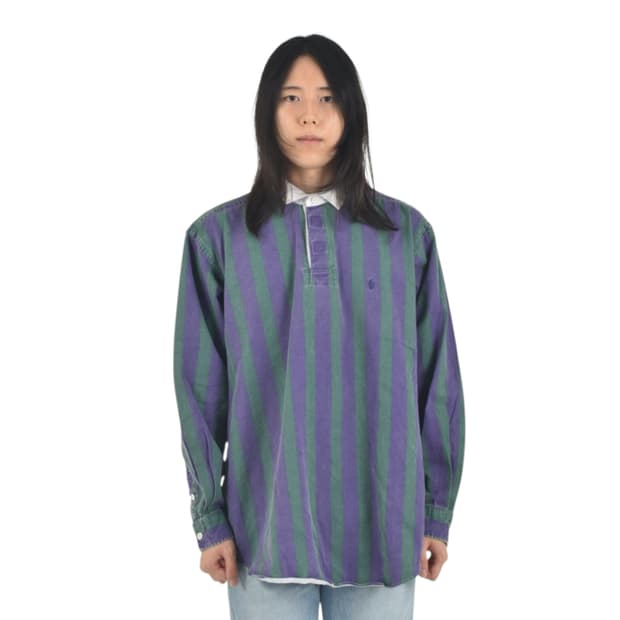 올드 폴로 랄프로렌 스트라이프 럭비 셔츠 XL N0496