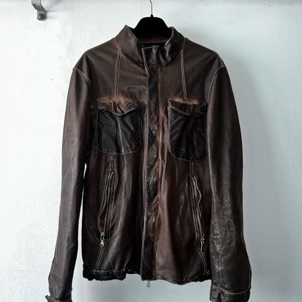LAT 40.8  High Neck Leather Jacket