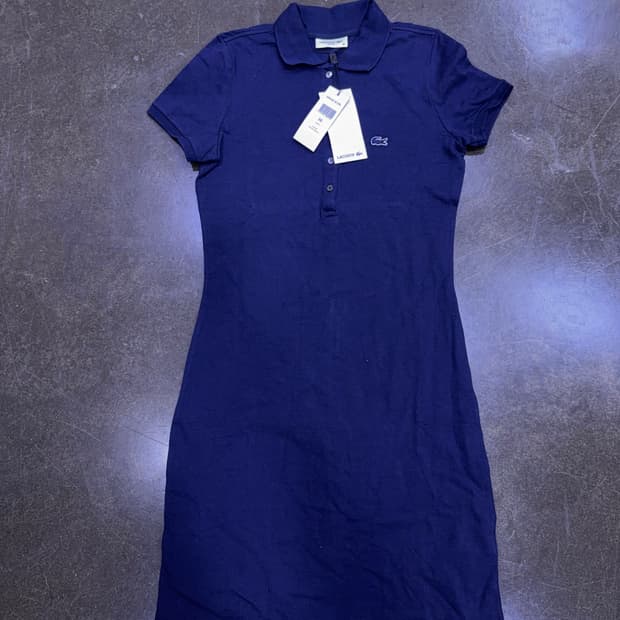 라코스테 슬림핏 미니 피케 폴로 원피스 네이비 36