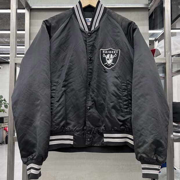 NFL 80s RAIDERS 나일론쉘 스타디움 점퍼 블랙