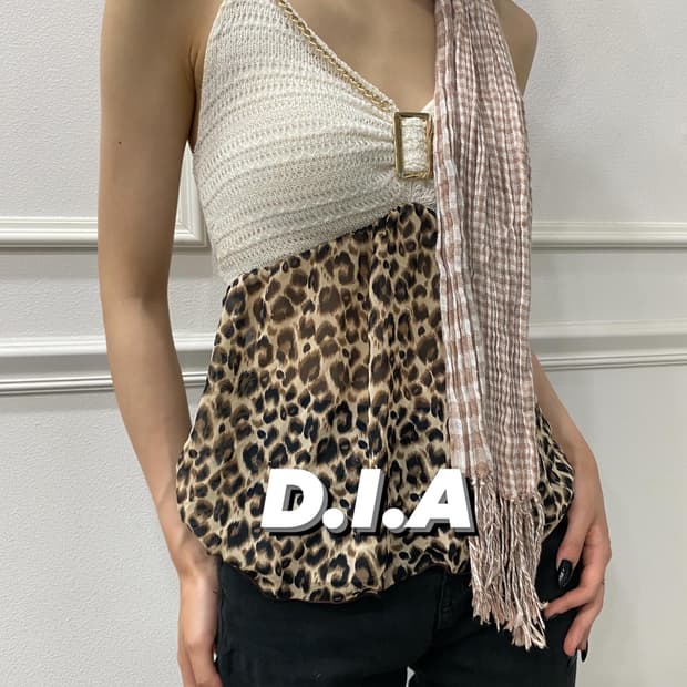 [D.I.A]2000s Leopard halter camisole top