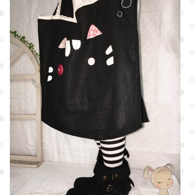 [HAND MADE] 핸드메이드 고양이 포켓 패치워크 숄더백 모리걸