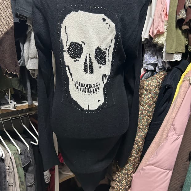 펑크 슬림핏 해골 가디건