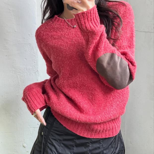 Polo 폴로 랄프로렌 신형 셰이커울 엘보우패치 쉐기독 라운드넥 니트 