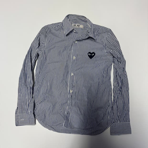 정품!! 여성 꼼데가르송 블랙와팬 스트라이프 셔츠 xs ~ s