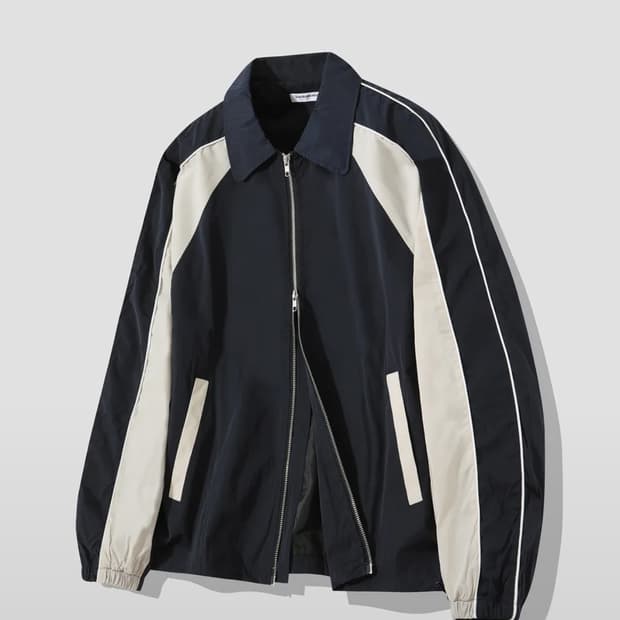 슬로우 레코드 하우스 파이핑 라인 나일론 자켓